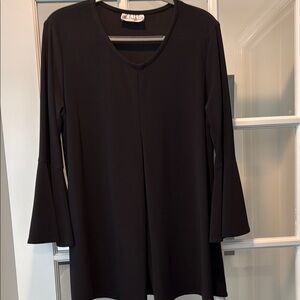 Chic Black V-Neck Bell Sleeve Top